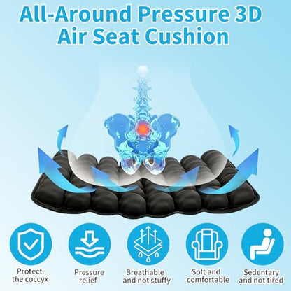 Press Type Inflatable Travel Cushion Airplane Seat Cushion, Built-in Air Pump Portable Airplane Seat Cushion for Long Flights, Car, Office, Wheelchair