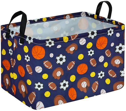 MAIZMZ Kids Hamper Storage Bins Organizer Toy Box Laundry Basket Large Canvas Collapsible Chest for Home/Dorm/Kitchen/Pet/Office/Closet/Shelf/Gift Baskets - color: Blue balls