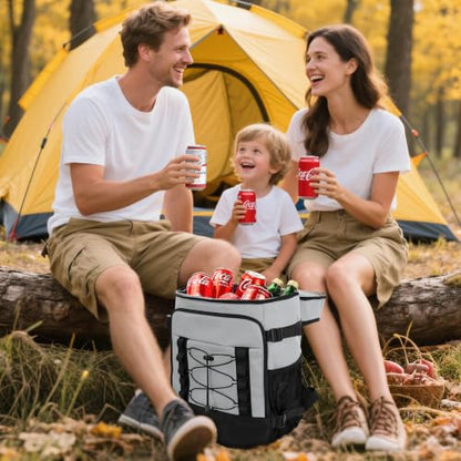 MIYCOO Cooler Backpack - 40 Cans Insulated Backpack Cooler for Men & Women, Portable 2 Leak Proof Compartments Coolers Bag for Beach Travel Picnic Lunch Hiking BBQ Camping - color: Gray