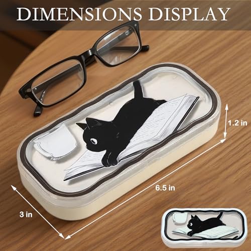 Cute hard shell bow glasses case cat transparent glasses case sunglasses glasses Size is 6.9 x 3.2 x 1.2inches - color: Case - Cat