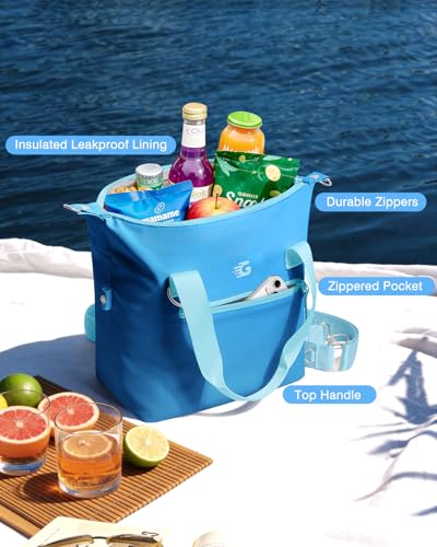 GLORIEROO Pastel Lunch Box Women | Insulated Soft Waterproof Leakproof Lunch Bag Cooler | Adjustable Strap | BPA-Free - color: Celeste Dream