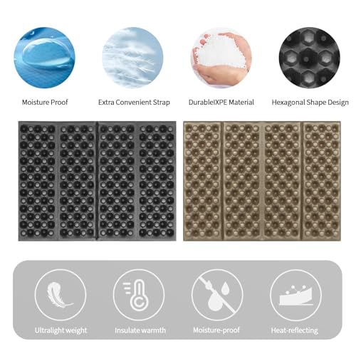 FOCHIER F Stadium Seat Pad, Camping Foam Pad, Foldable Z Stadium Seat Cushion Insulated Sitting Pad for Camping Backpacking Stadium Outdoor Picnic, Hiking, Mountaineering,Bleachers - color: Black 1PC