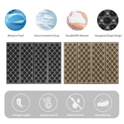 FOCHIER F Stadium Seat Pad, Camping Foam Pad, Foldable Z Stadium Seat Cushion Insulated Sitting Pad for Camping Backpacking Stadium Outdoor Picnic, Hiking, Mountaineering,Bleachers - color: Black 1PC
