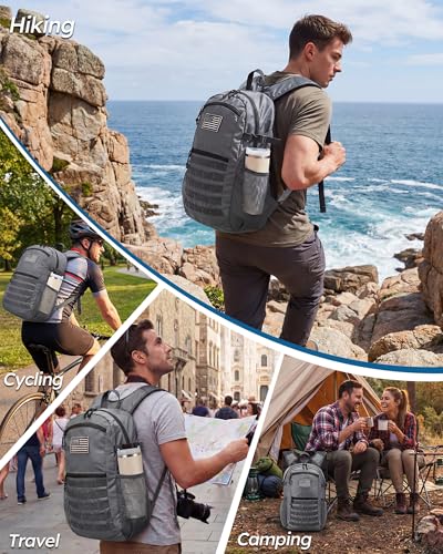 Small 20L Foldable Hiking Daypack for Men Women – Ultra Lightweight Tactical Packable Backpack for Travel, Camping Outdoor, Grey - color: Grey