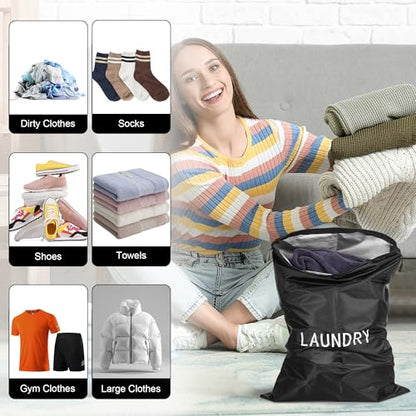 4Pcs Travel Laundry Bags, Dirty Clothes Travel Bag, Waterproof Wet Bags with Zips, Reusable Wet Dry Bag for Swimming Yoga Dance Clothes (Black) - color: Black