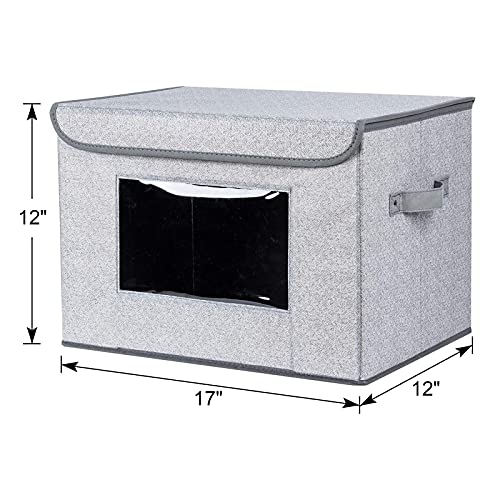 Univivi Fabric Foldable Storage Boxes [4-Pack] Large Collapsible Stackable Storage Bins with Lids, Closet Organizers and Storage Cube Basket for Home, Office, Bedroom (Gray, 17“ x 12” x 12") - color: Gray, size: 17''-4 Pack