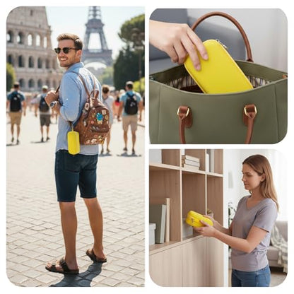 Double Eyeglasses Case,Hard Shell Glasses Case Travel Sunglasses Organizer with Adjustable Slot & Clip for Men Women - color: Yellow