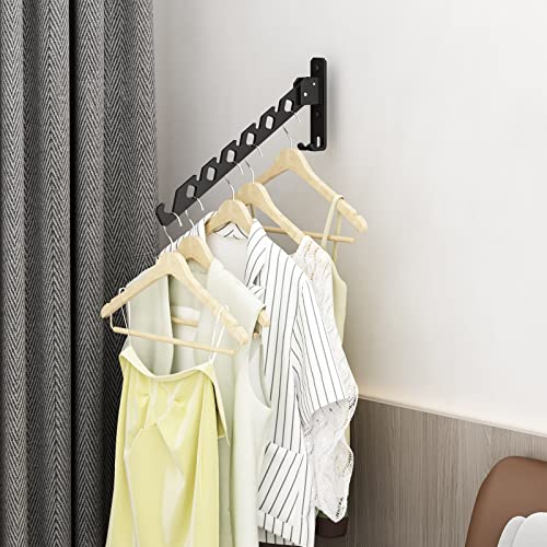 Wall Mounted Clothes Drying Rack, Wall Clothes Hanger Foldable, Laundry Hanger Hook for Bathroom, Wall Clothes Rack Indoor, Perfect for Small Spaces, Matte Black - color: Black