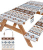 Fitted Picnic Table Cover with Bench Covers Fitted Rectangle Table Cloth Tablecloth Camping Gear Essentials Rv Accessories Road Trip Supplies Car Travel Must Have 8 Ft Foot Feet 96in Boho Bohemian - color: Blue Brown Boho, size: 96in