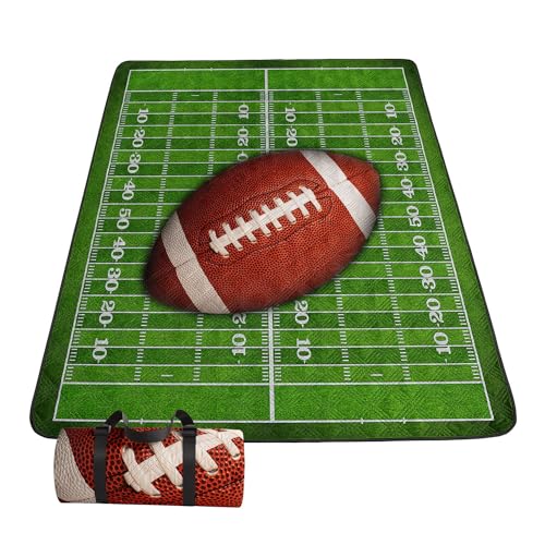 Outdoor Picnic Blanket Portable Ultrasonic Waterproof Picnic Mat Football Printed Camping Beach Mat for Sand and Wet Grass Hiking (Football S) - color: Football, size: Standard - 59"x78"