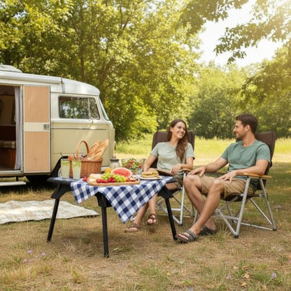 TOPCHANCES Folding Camping Table Outdoor,Ultralight Aluminum Camping Tables Multifunctional Portable Folding Table with Carrying Bag for Holiday Festival Camping Travel Picnic Grilling - color: Black