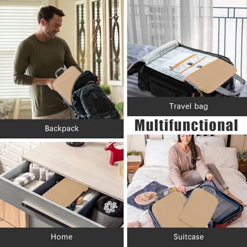 PANDA JOYS 4 Set Compression Packing Cubes Travel - Travel Accessories Expandable Packing Organizers for Carry On - Essentials Luggage Bags - Brown - color: Brown
