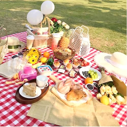 Waterproof Camping Blanket, 118 Inch x 80 Inch Enlarge Foldable Polyester Fiber Picnic Mat for Beach and Park Camping (red)