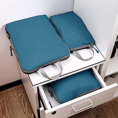 BAGAIL 5 Set Ultralight Compression Packing Cubes Travel Accessories Expandable Packing Organizers(Teal) - color: Teal