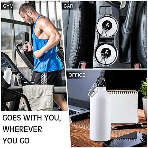 CHENGU Aluminum Water Bottle 20 oz Reusable Bottles Lightweight Leak Proof Aluminum Sports Travel Bottles with Twist Cap Buckle for Gym, Hiking, Cycling, Camping, Fishing - color: White