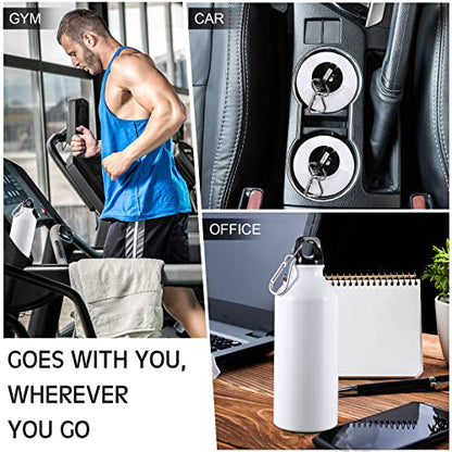 CHENGU Aluminum Water Bottle 20 oz Reusable Bottles Lightweight Leak Proof Aluminum Sports Travel Bottles with Twist Cap Buckle for Gym, Hiking, Cycling, Camping, Fishing - color: White