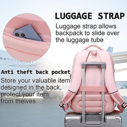 Volher Laptop Backpack,Business Travel Anti Theft Slim Durable Laptops Backpack,Water Resistant College Computer Bag for Women & Men Fits 15.6 Inch Laptop and Notebook-Light Pink - color: Light Pink, size: 15.6 Inch, style: Laptop