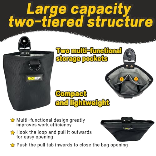 [MAGG HEVI] Nail & Screw Pouch with Belt Clip, Tools Organizer Pouch Bag with Snap Spring Closure for Men, Electrician, Carpenter, HVAC Tech, Technician, Handy Man, Plumber and Contractor - size: Rotating Snap Closure