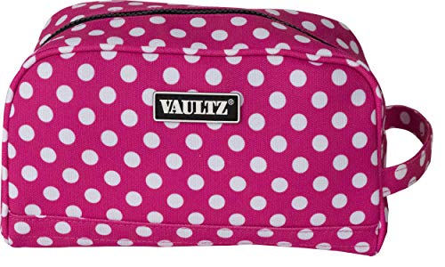 Vaultz Locking Nylon Travel Kit, 10 x 5.75 x 5 Inches, Pink/White Polka Dots (VZ03512) - color: Pink/White Polka Dots, size: 5.75 x 5 x 10 inches
