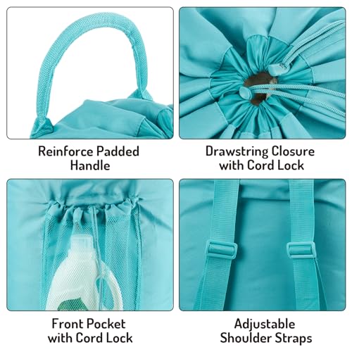 Seiritex Backpack Laundry Bag with Straps and Detergent Holder, Clothes Laundry Backpack for College Travel Apartment Dorm Room (Green) - color: Green
