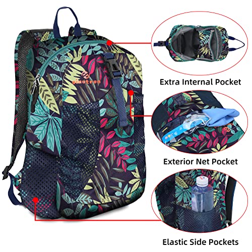 sinotron 22L Lightweight Packable Hiking Backpack, Small Hiking Backpack Day Pack for Women Men Travel Camping Vacation - color: Leaf - a