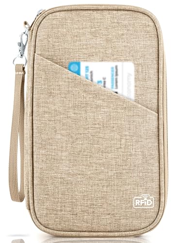 Passport Holder Family, Women Rfid Blocking Passport Wallet, Travel Essentials Premium Wallets, Waterproof Passport Holders Bag for Men Traveling, Travel Document Organizer Credit Cards Case