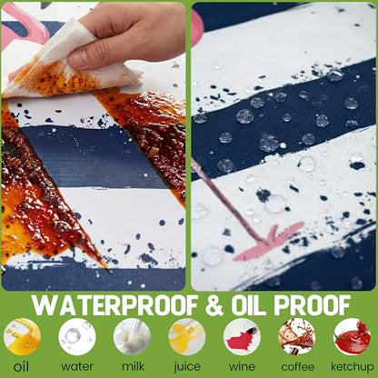 Picnic Table Cover with Bench Covers Elastic Table Cloth Cool Fun Unique Ideas Birthday Christmas Xmas Valentine's Day Camping Gifts for Camper RV Owner Camping Lovers Couple Women Men Mother Father - color: Blue Striped Flamingo, size: 72in