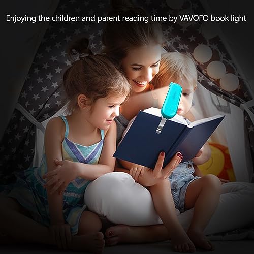 VAVOFO USB Rechargeable Book Light, Blue Light Blocking, Amber Light Clip On Bookmark Shaped Reading Light, Eye Care 6 LEDs Book Light for Bookworms Reading in Bed with 9 Lighting Modes (Blue) - color: Blue