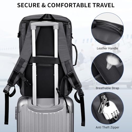 WITZMAN Travel Backpack for Men 35L Carry-on Laptop Backpack Luggage Fit 16 inch TSA Friendly Flight Approved with Shoe Compartment for Airplanes（B718 Silvery Grey） - color: Silvery Grey