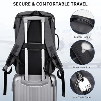 WITZMAN Travel Backpack for Men 35L Carry-on Laptop Backpack Luggage Fit 16 inch TSA Friendly Flight Approved with Shoe Compartment for Airplanes（B718 Silvery Grey） - color: Silvery Grey