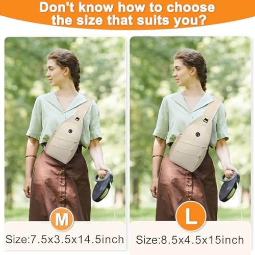 Pritent Crossbody Bags for Women Men Trendy Sling Bag Backpack Casual Chest Bag with Convertible Shoulder Strap - color: Beige, size: Medium