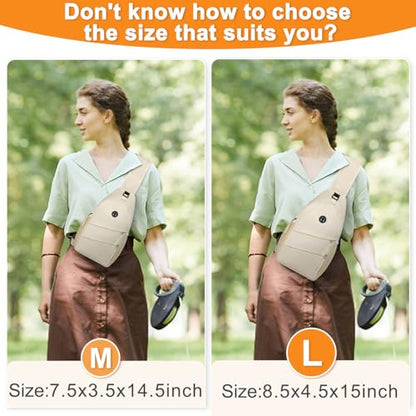 Pritent Crossbody Bags for Women Men Trendy Sling Bag Backpack Casual Chest Bag with Convertible Shoulder Strap - color: Beige, size: Medium