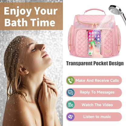 Large Toiletry Bag for Women Men,Bathroom Bag,Water Resistant Shower Bag,Makeup Bag,Toiletry Bags for Traveling,Hanging Toiletry Bag with Transparent Waterproof Phone Pocket (Pink) - color: Pink