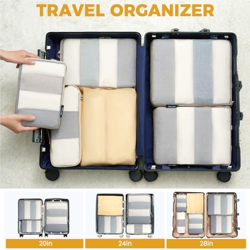 BAGAIL 6 Set Ultralight Compression Packing Cubes Packing Organizer for Travel Accessories Luggage Suitcase Backpack - color: Beige40D, style: Mesh Pattern