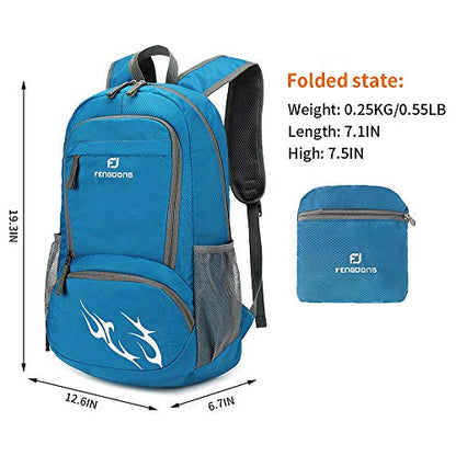 FENGDONG 35L Lightweight Foldable Waterproof Packable Travel Small Hiking Backpack Daypack for men women - color: A5-blue-upgrade