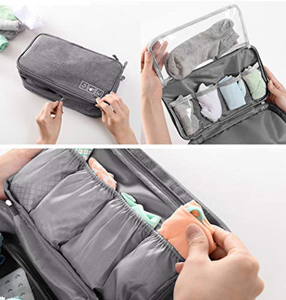 Travel Underwear Organizer Bag Portable Bra Socks Lingerie Cosmetic Storage Bag Travel Essentials Packing Cubes,Grey - color: Grey A#