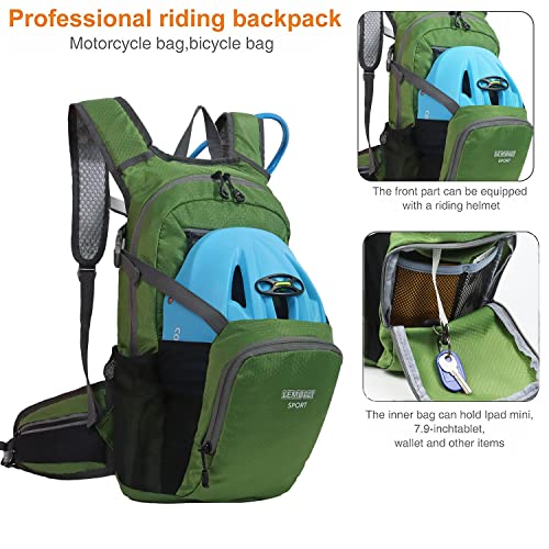 Hiking Daypack Waterproof Biking Backpack 15L Lightweight Durable Backpack for Ski Snowboarding Running MTB Cycling - color: Olive