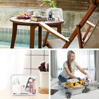 AURUZA 2 Pack Travel Toiletry Bag, Clear Makeup Bag, TSA Approved Cosmetic Bag with Zipper, Clear Organizer Carry on Bag for Women, PVC Cosmetic Pouch - color: White