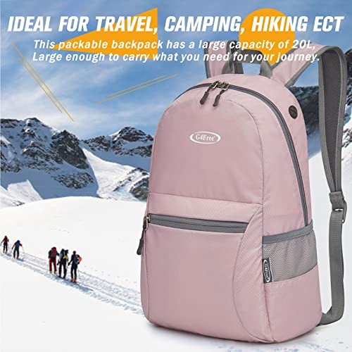 G4Free 20L Lightweight Packable Backpack Travel Hiking Daypack Foldable Backpack for Men Women - color: Pink