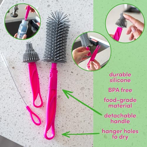 Dapple Breast Pump Cleaning Kit, 3 Baby Bottle Cleaning Brushes, Hypoallergenic & Powered by Plants, Removes Milk Residue, Leaves No Taste, 3oz Soap, 10ct Wipes 3 Cleaning Brushes
