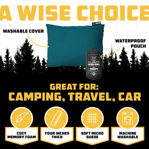 Wise Owl Outfitters Camping Pillow – Memory Foam Travel Pillow for Airplane Sleeping, Hiking, Backpacking & Outdoor Use - Small & Portable for Adults, Car, Camp & Tent - color: Green, size: Medium
