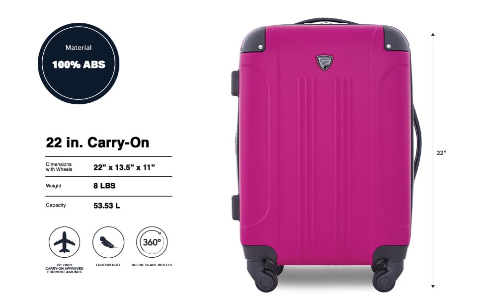 Travelers Club Chicago Hardside Expandable Spinner Luggage, Fuchsia, 22" Carry-On - color: Fuchsia, size: 22" Carry-On