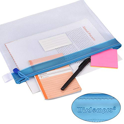 Wisdompro Zipper Pouch, 4 Packs Durable Letter Size Waterproof Mesh File Bag, Document Organizer - Blue/Purple/Yellow/Pink - color: Blue/Purple/Yellow/Pink