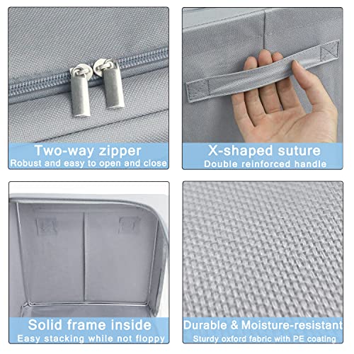 UUBEMM Clothes Storage Bins with Foldable Sturdy Frame,Stackable Storage Box for Closet Shelf Organizers for Seasonal Clothing,Blankets,Towel Bed Sheets,Toys Gift Others (Medium -40L x3PACK, Grey) - size: Medium -40L x3PACK