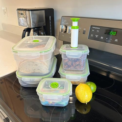 Lasting Freshness BPA-Free Plastic Vacuum Seal Containers with Hand Pump – Airtight Food Storage, Meal Prep & Pantry Organization, Preserves Freshness 5X Longer, 11-Piece Set - color: 11 Piece Rectangular