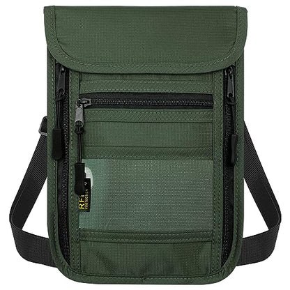 sundee Travel Neck Wallet with Double Zippers, RFID Blocking Passport Holder with Adjustable Neck Strap for Men and Women to Keep Cash, Credit Cards and Travel Documents Safe - Olive Green - color: Olive Green