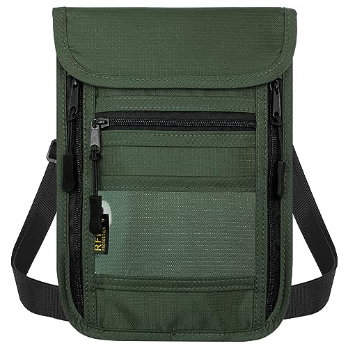 sundee Travel Neck Wallet with Double Zippers, RFID Blocking Passport Holder with Adjustable Neck Strap for Men and Women to Keep Cash, Credit Cards and Travel Documents Safe - Olive Green - color: Olive Green
