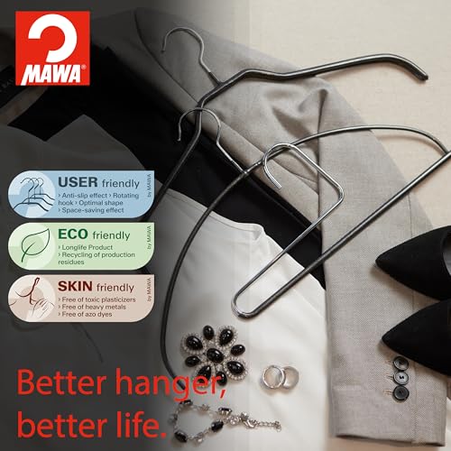 Mawa Trouser Series Open-Ended Single Rod Hanger, KH 35U, Non-Slip Pant/Trouser Hanger, Space Saving, Reverse Hook Version, Set of 160, Black - color: Black, size: Set of 160