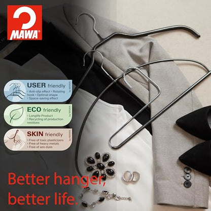 Mawa by Reston Lloyd Non-Slip Space Saving Clothes Hanger with Single Rod for Pants, Style KH35U, Copper,Set of 10 - color: Copper, size: Set of 10