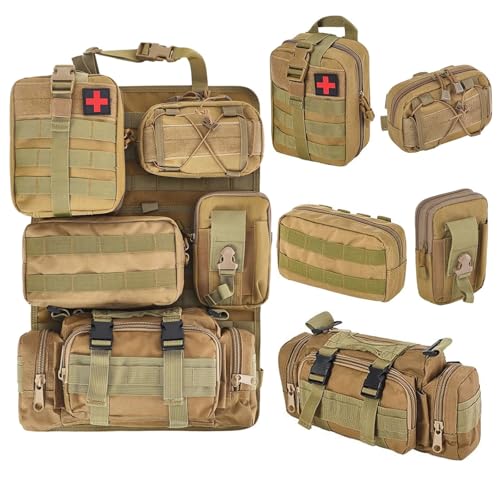 BXBXHD 6 Pack Tactical Truck Organizer Back Seat Storage Car Seat Storage Bag Molle Panels for vehicles, Car and SUV with Lots of Handy Compartments (Khaki) - color: Khaki